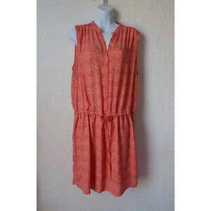 Hilary Radley Red Coral Dress Women Size 14 Sleeveless VNeck Lined Comfort Beach